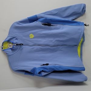 Cannondale Blue & Yellow Polartec Vertex Cycling jacket Zip Pockets Size XL